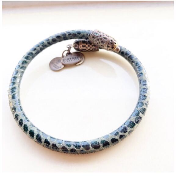 Alex and Ani Mystic Terrain Fir Green Leather Wrap Bracelet - Picture 2 of 2